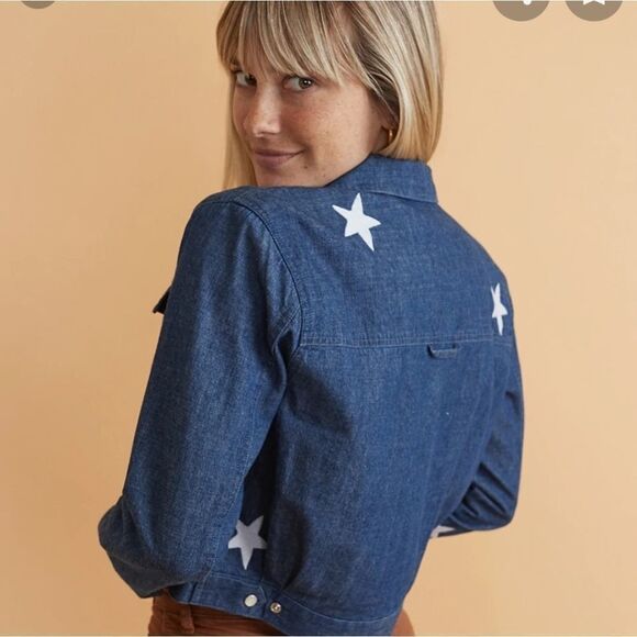 MARINE layer embroidery crop denim jacket - Picture 5 of 5